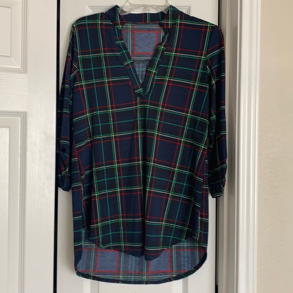 Size S navy plaid blouse - Picture 1 of 3